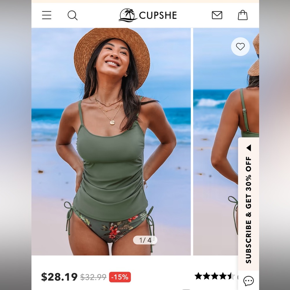 New with tags CUPSHE Olive Green Tankini Set